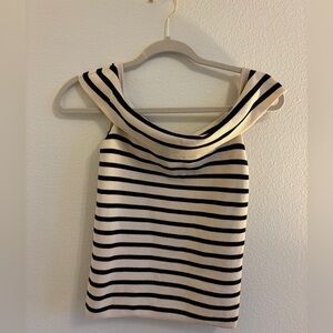 Zara Black and Cream Striped Top